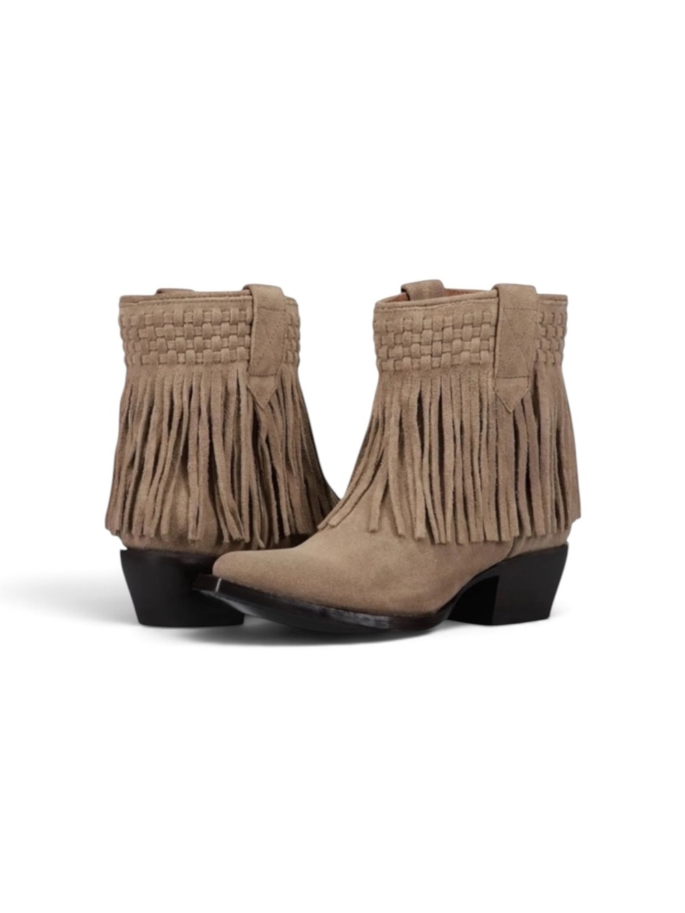 Frye Taupe Suede Fringe Western Ankle Booties Sz 6